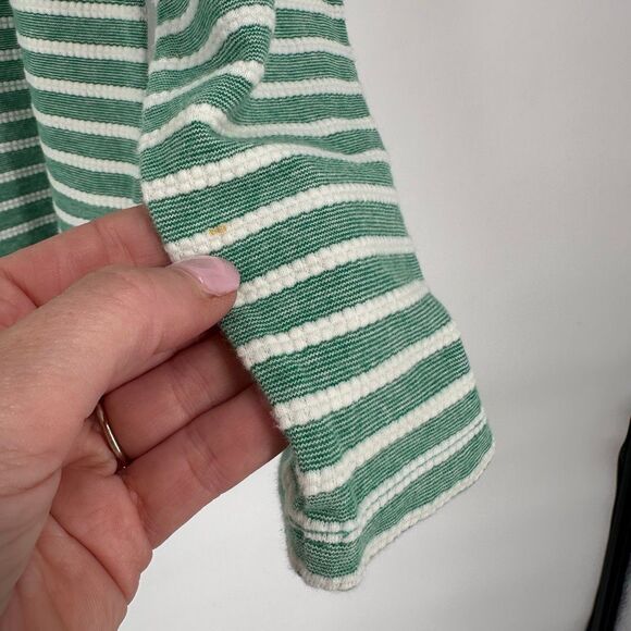 Lands' End Women’s Kelly Green Striped LS Top‎ W/ Chest Pocket Textured Size L - Picture 8 of 8